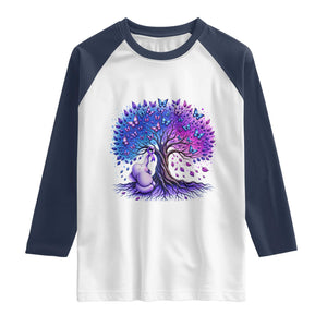 Purple Elephant Butterfly Ribbon Raglan Shirt Tree Of Life Alzheimers Support