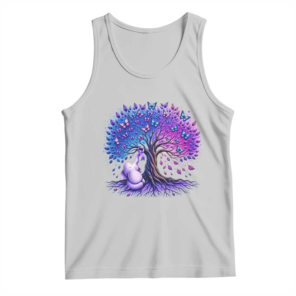 Purple Elephant Butterfly Ribbon Tank Top Tree Of Life Alzheimers Support
