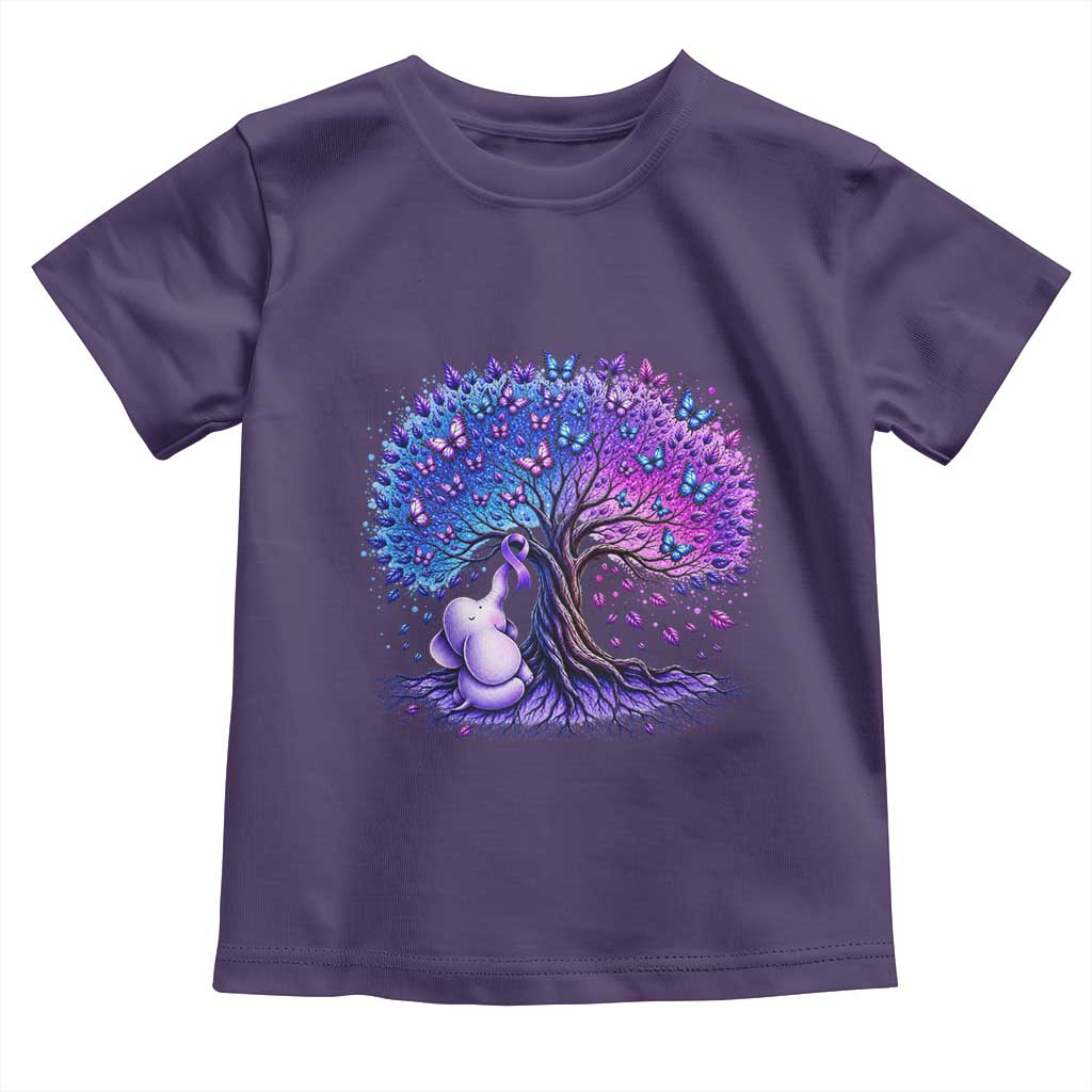 Purple Elephant Butterfly Ribbon Toddler T Shirt Tree Of Life Alzheimers Support