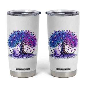 Purple Elephant Butterfly Ribbon Tumbler Cup Tree Of Life Alzheimers Support TS12 White Print Your Wear