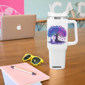 Purple Elephant Butterfly Ribbon Tumbler With Handle Tree Of Life Alzheimers Support TS12 Print Your Wear