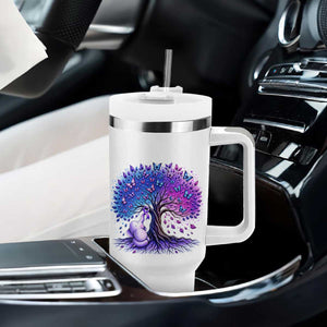 Purple Elephant Butterfly Ribbon Tumbler With Handle Tree Of Life Alzheimers Support TS12 Print Your Wear