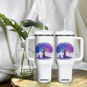 Purple Elephant Butterfly Ribbon Tumbler With Handle Tree Of Life Alzheimers Support TS12 Print Your Wear