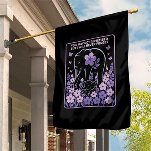 Elephant Alzheimers Purple Floral Support Garden Flag You May Not Remember But I Will Never Forget