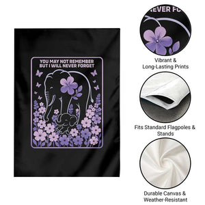 Elephant Alzheimers Purple Floral Support Garden Flag You May Not Remember But I Will Never Forget