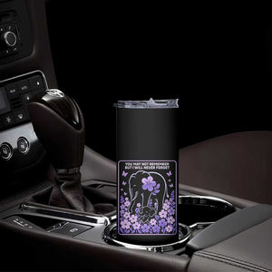 Elephant Alzheimers Purple Floral Support Skinny Tumbler You May Not Remember But I Will Never Forget