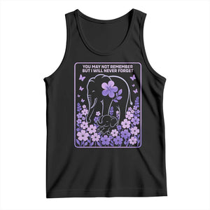 Elephant Alzheimers Purple Floral Support Tank Top You May Not Remember But I Will Never Forget