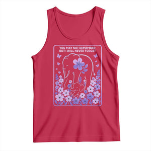 Elephant Alzheimers Purple Floral Support Tank Top You May Not Remember But I Will Never Forget