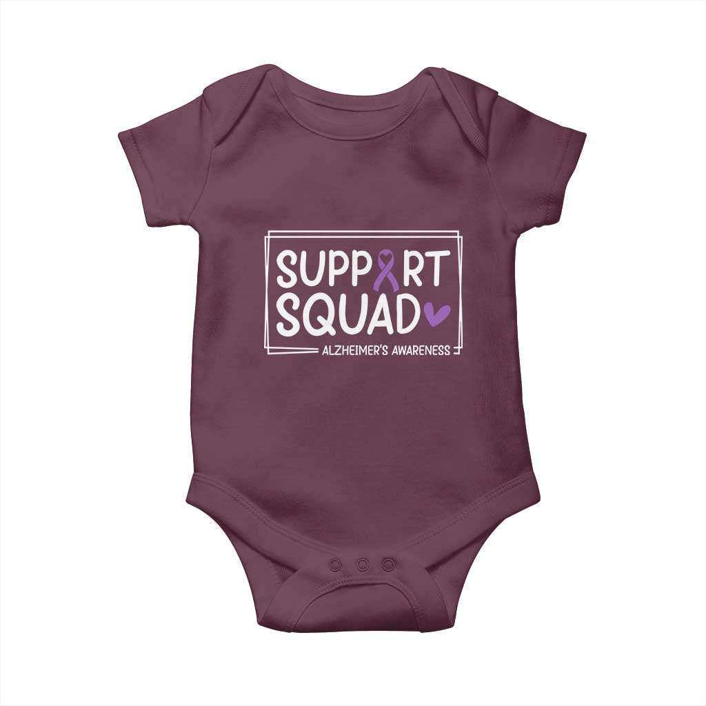 Support Squad Alzheimers Baby Onesie Purple Ribbon Hope Strength Love