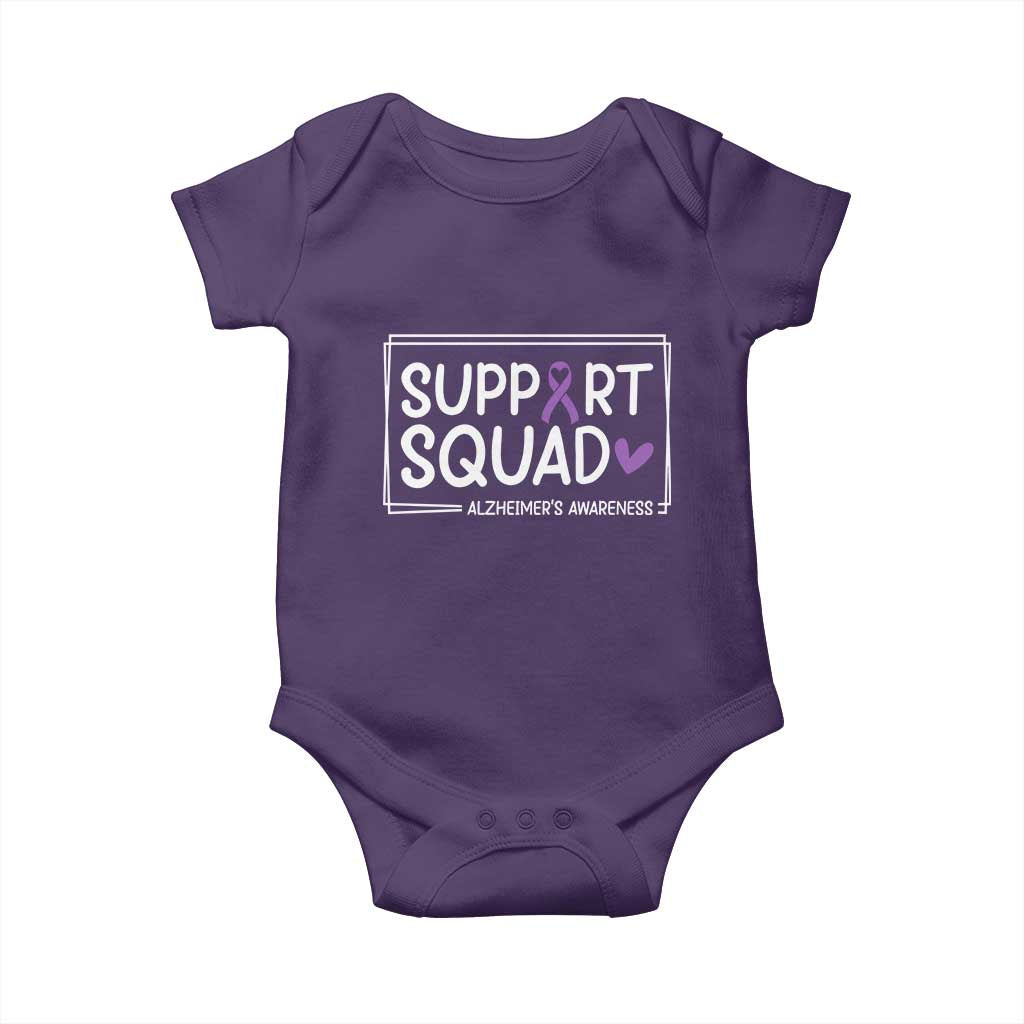 Support Squad Alzheimers Baby Onesie Purple Ribbon Hope Strength Love TS12 Purple Print Your Wear