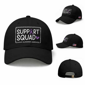 Support Squad Alzheimers Baseball Cap Purple Ribbon Hope Strength Love