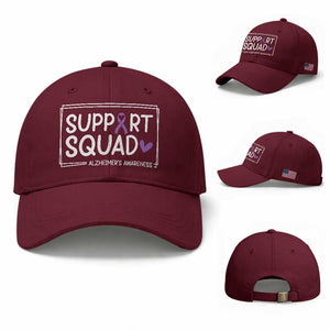Support Squad Alzheimers Baseball Cap Purple Ribbon Hope Strength Love