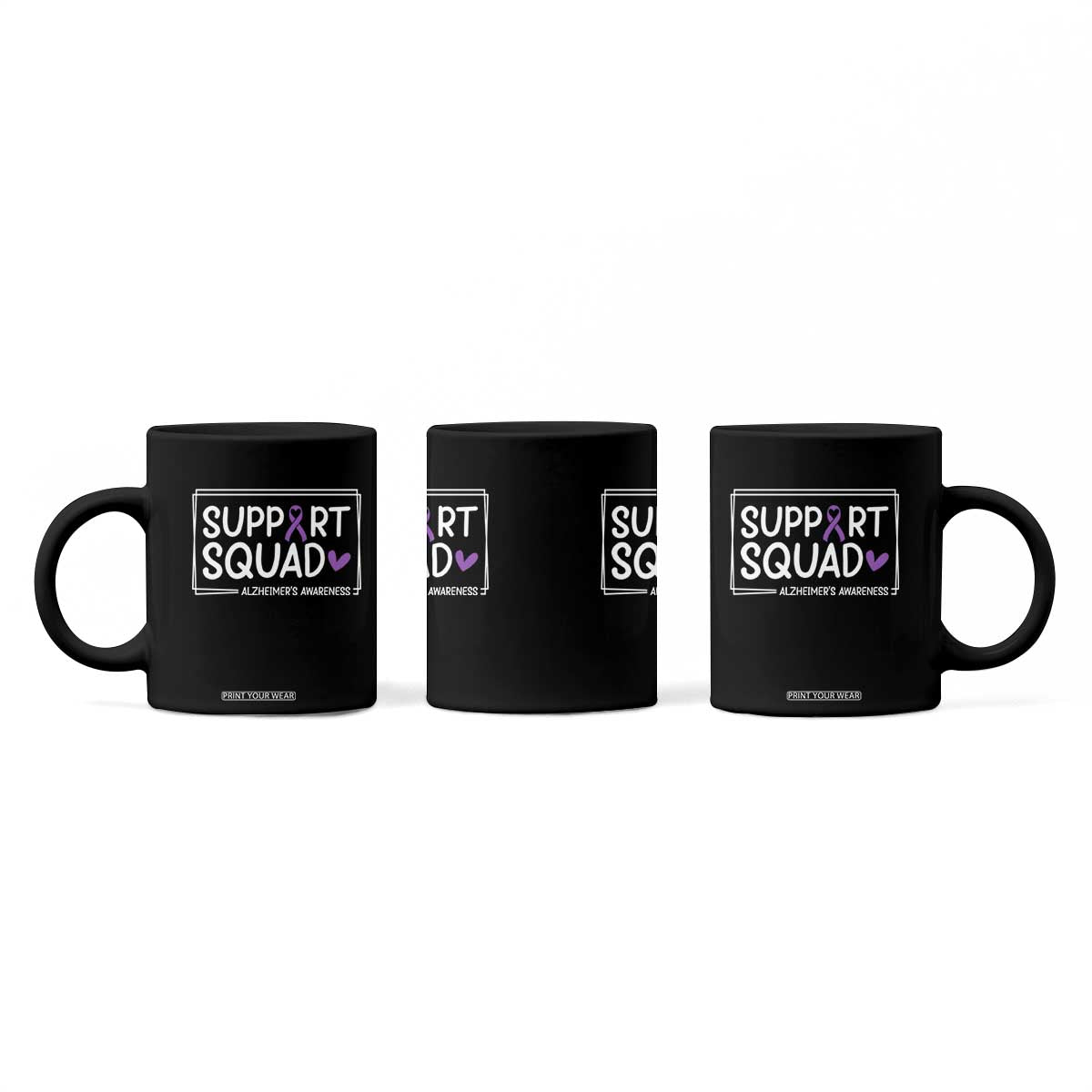 Support Squad Alzheimers Coffee Mug Purple Ribbon Hope Strength Love