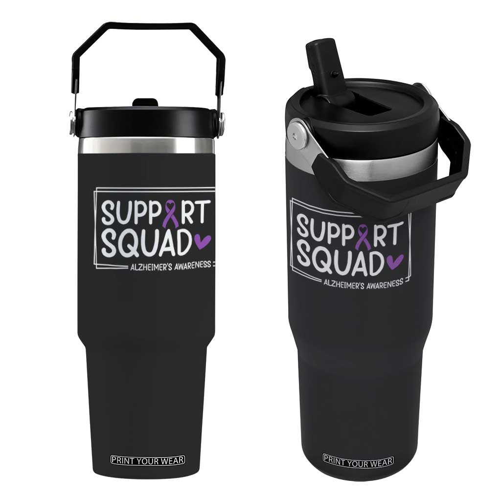 Support Squad Alzheimers Flip Straw Tumbler Purple Ribbon Hope Strength Love TS12 One Size: 30 oz Black Print Your Wear