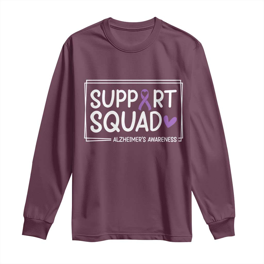 Support Squad Alzheimers Long Sleeve Shirt Purple Ribbon Hope Strength Love