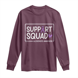 Support Squad Alzheimers Long Sleeve Shirt Purple Ribbon Hope Strength Love