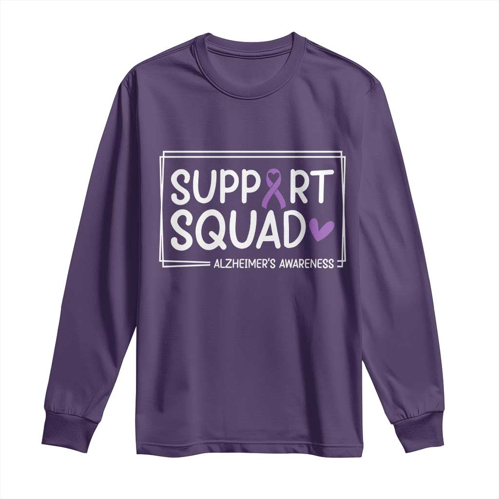 Support Squad Alzheimers Long Sleeve Shirt Purple Ribbon Hope Strength Love TS12 Purple Print Your Wear