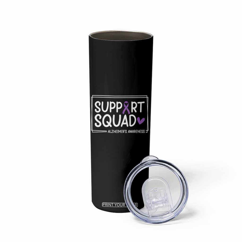 Support Squad Alzheimers Skinny Tumbler Purple Ribbon Hope Strength Love