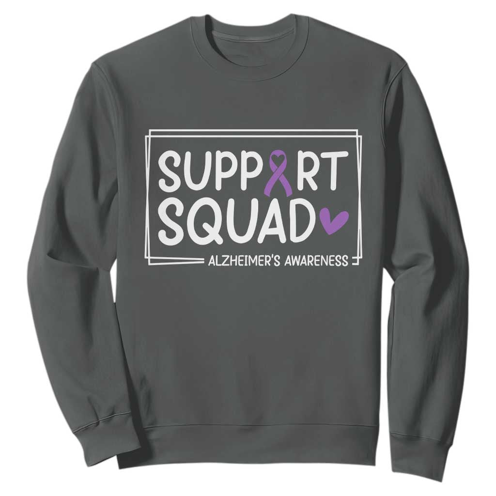 Support Squad Alzheimers Sweatshirt Purple Ribbon Hope Strength Love
