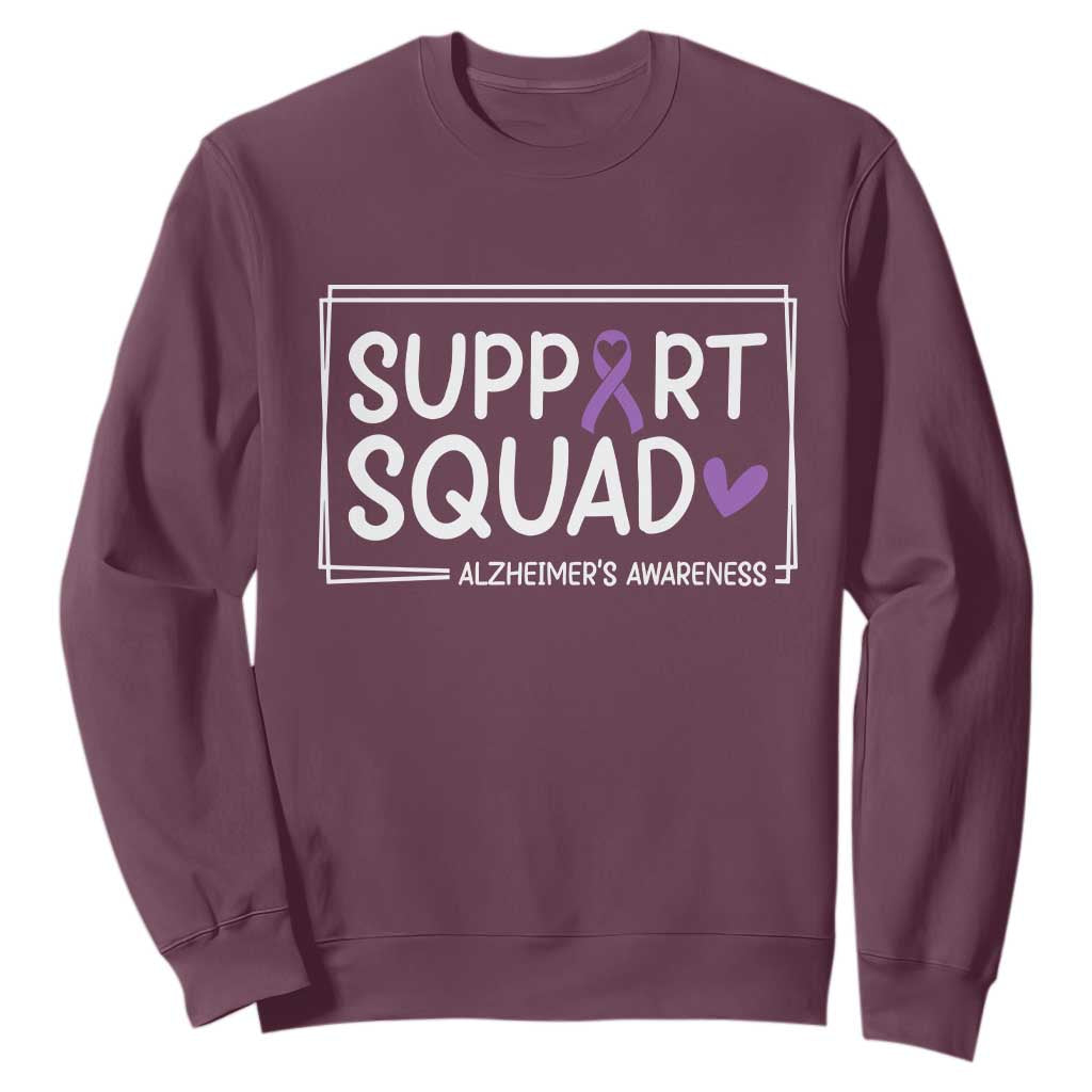 Support Squad Alzheimers Sweatshirt Purple Ribbon Hope Strength Love