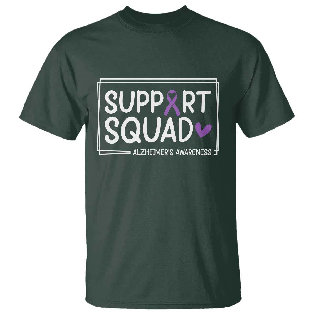 Support Squad Alzheimers T Shirt Purple Ribbon Hope Strength Love