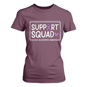 Support Squad Alzheimers T Shirt For Women Purple Ribbon Hope Strength Love