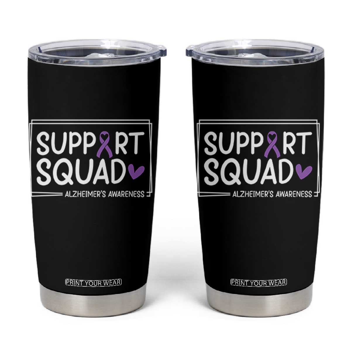 Support Squad Alzheimers Tumbler Cup Purple Ribbon Hope Strength Love