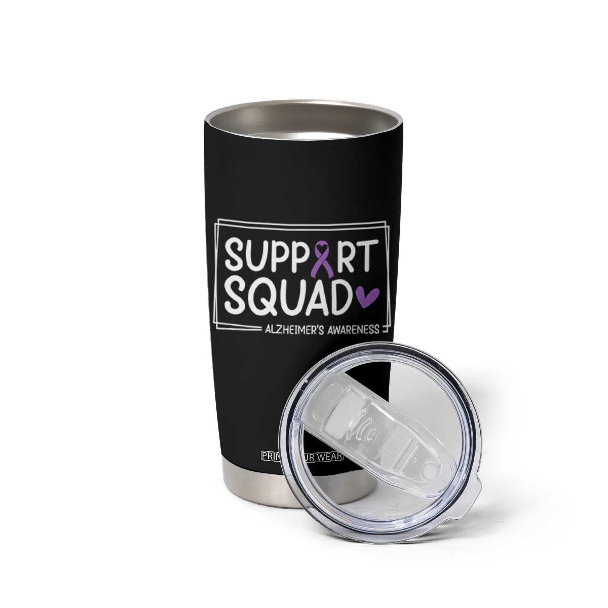 Support Squad Alzheimers Tumbler Cup Purple Ribbon Hope Strength Love