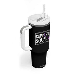 Support Squad Alzheimers Tumbler With Handle Purple Ribbon Hope Strength Love