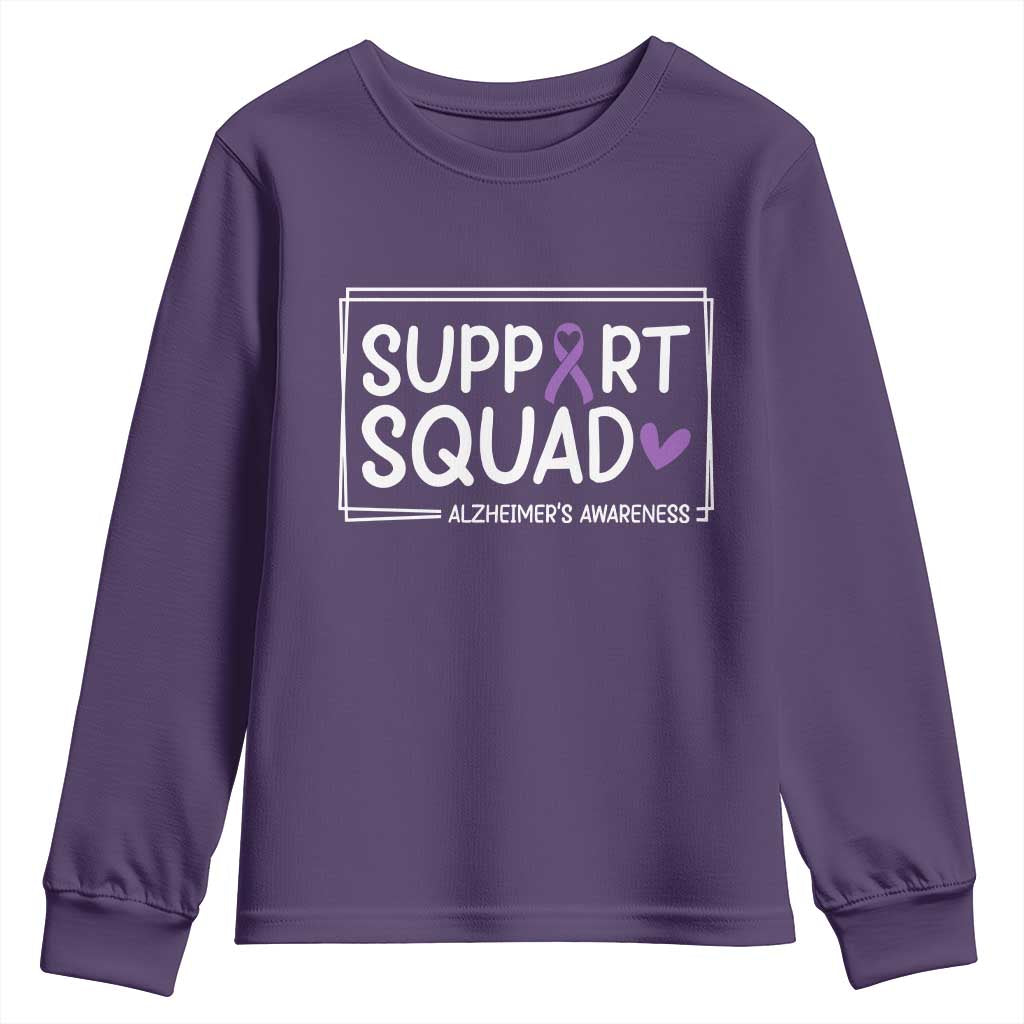 Support Squad Alzheimers Youth Sweatshirt Purple Ribbon Hope Strength Love TS12 Purple Print Your Wear
