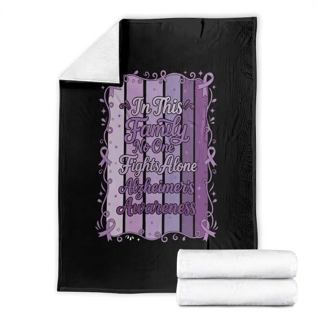 Purple Ribbon Alzheimers Caregiver Squad Gift Throw Blanket In This Family We Support Together TS12 Black Print Your Wear