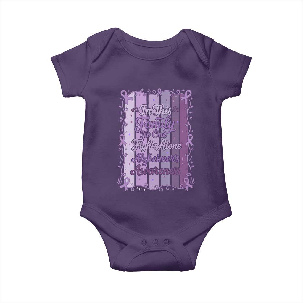 Purple Ribbon Alzheimers Caregiver Squad Gift Baby Onesie In This Family We Support Together TS12 Purple Print Your Wear