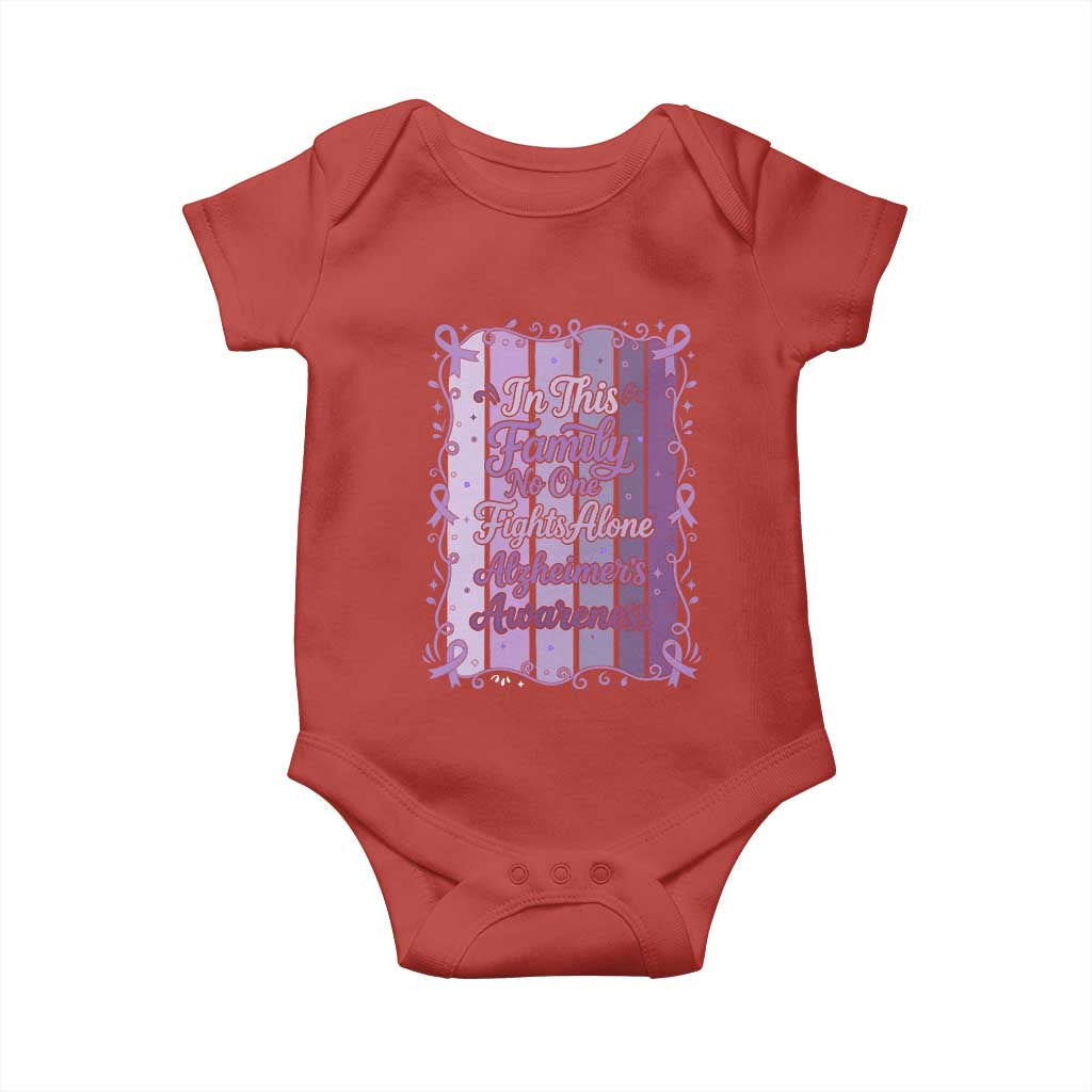 Purple Ribbon Alzheimers Caregiver Squad Gift Baby Onesie In This Family We Support Together