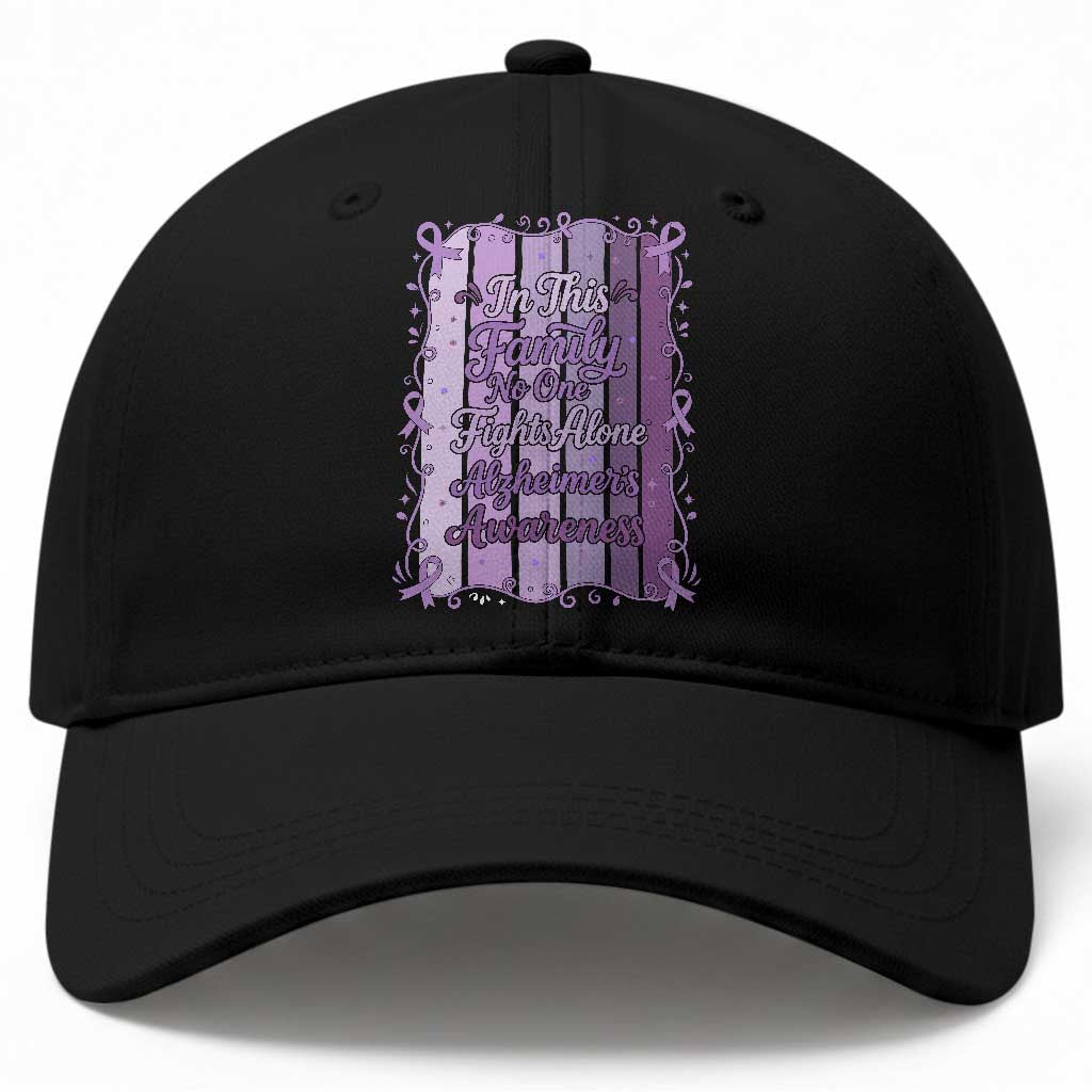 Purple Ribbon Alzheimers Caregiver Squad Gift Baseball Cap In This Family We Support Together TS12 Print Your Wear