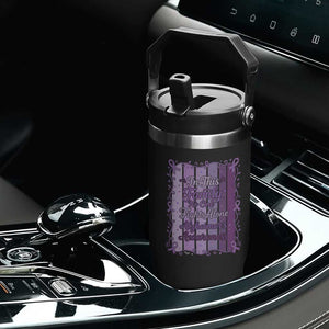 Purple Ribbon Alzheimers Caregiver Squad Gift Flip Straw Tumbler In This Family We Support Together