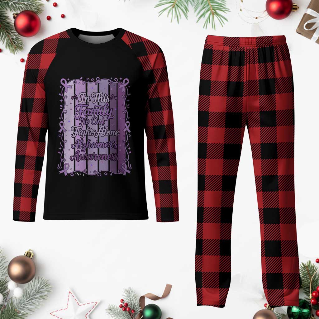 Purple Ribbon Alzheimers Caregiver Squad Gift Plaid Pajama Set In This Family We Support Together