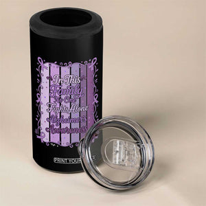Purple Ribbon Alzheimers Caregiver Squad Gift 4 in 1 Can Cooler Tumbler In This Family We Support Together