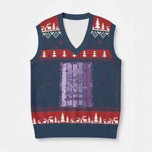 Purple Ribbon Alzheimers Caregiver Squad Gift V-Neck Knit Sweater Vest In This Family We Support Together
