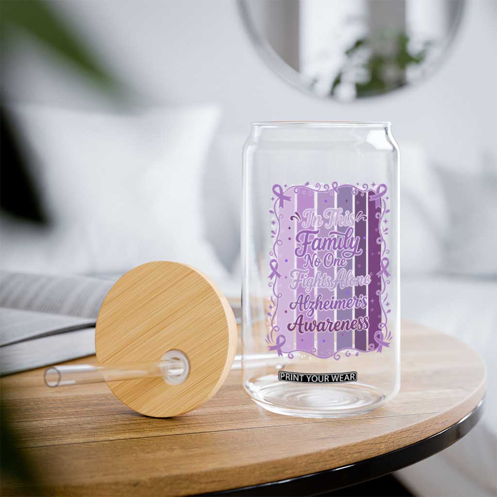 Purple Ribbon Alzheimers Caregiver Squad Gift Glass Can In This Family We Support Together