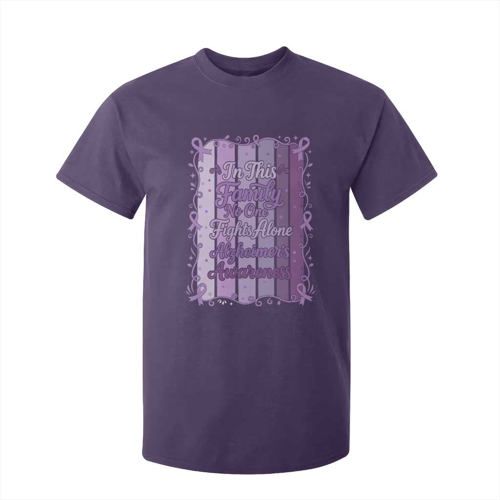 Purple Ribbon Alzheimers Caregiver Squad Gift T Shirt For Kid In This Family We Support Together TS12 Purple Print Your Wear