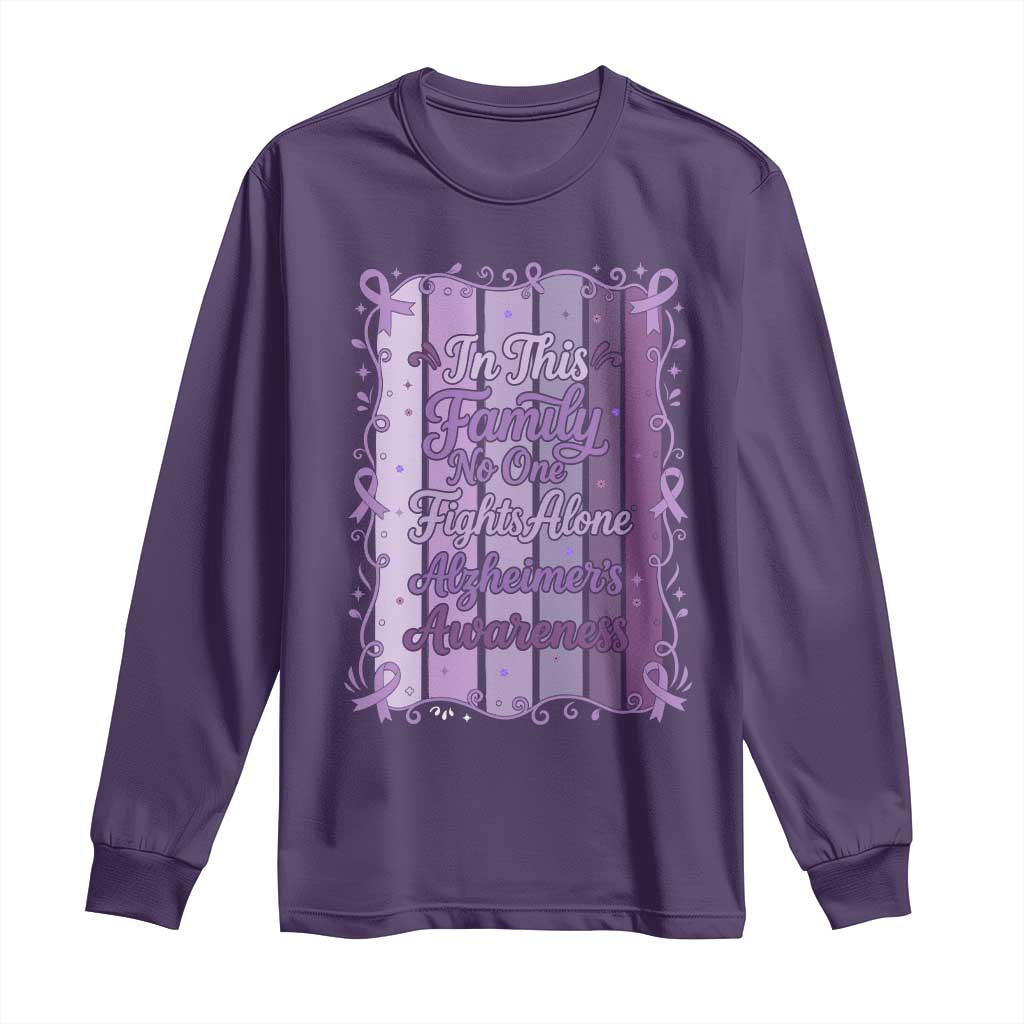 Purple Ribbon Alzheimers Caregiver Squad Gift Long Sleeve Shirt In This Family We Support Together TS12 Purple Print Your Wear