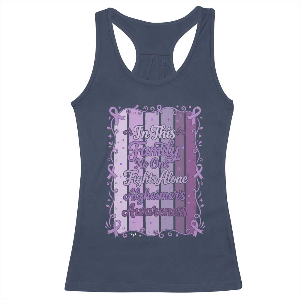 Purple Ribbon Alzheimers Caregiver Squad Gift Racerback Tank Top In This Family We Support Together
