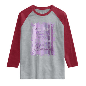 Purple Ribbon Alzheimers Caregiver Squad Gift Raglan Shirt In This Family We Support Together