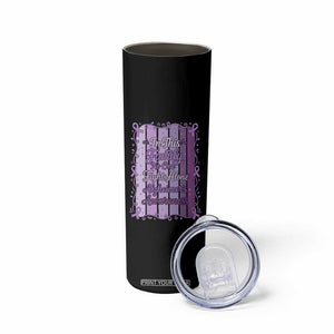 Purple Ribbon Alzheimers Caregiver Squad Gift Skinny Tumbler In This Family We Support Together