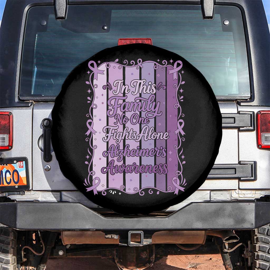 Purple Ribbon Alzheimers Caregiver Squad Gift Spare Tire Cover In This Family We Support Together TS12 No hole Black Print Your Wear