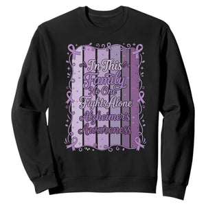 Purple Ribbon Alzheimers Caregiver Squad Gift Sweatshirt In This Family We Support Together