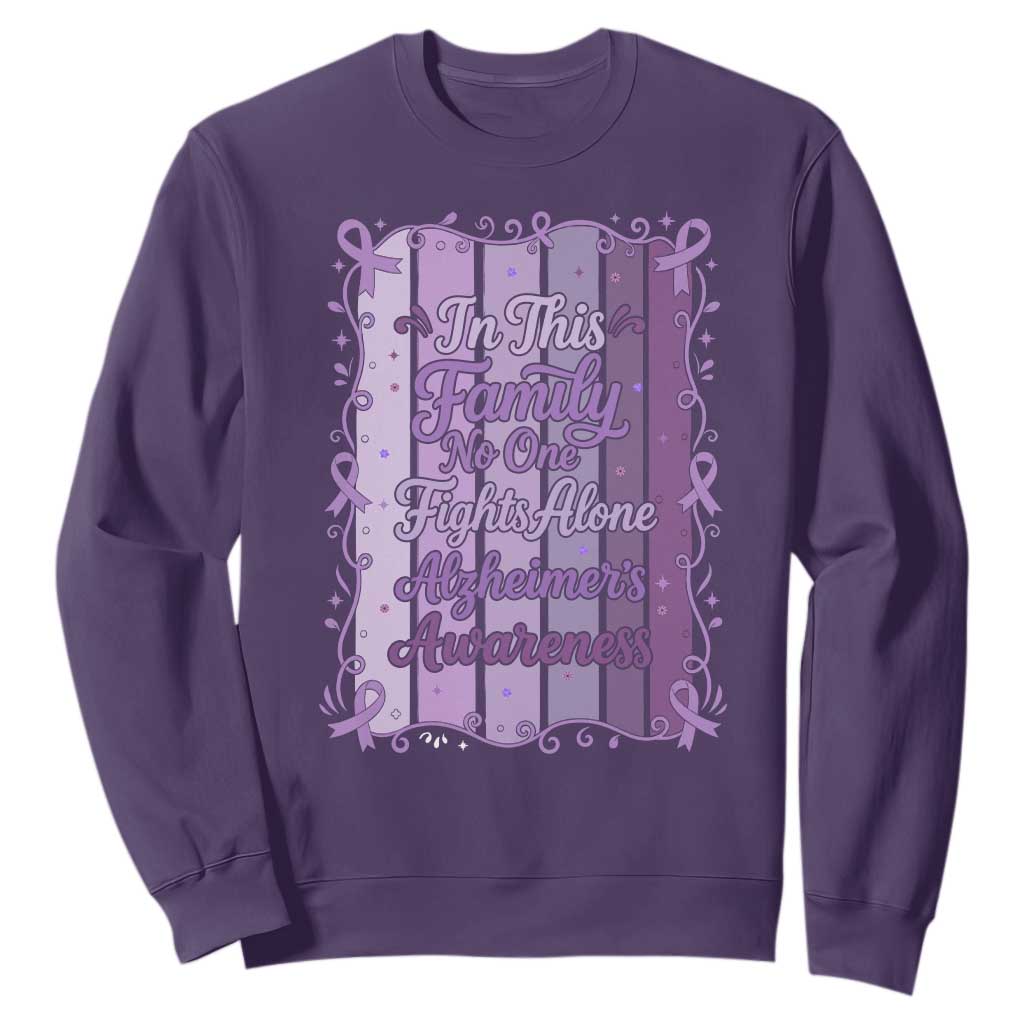 Purple Ribbon Alzheimers Caregiver Squad Gift Sweatshirt In This Family We Support Together TS12 Purple Print Your Wear
