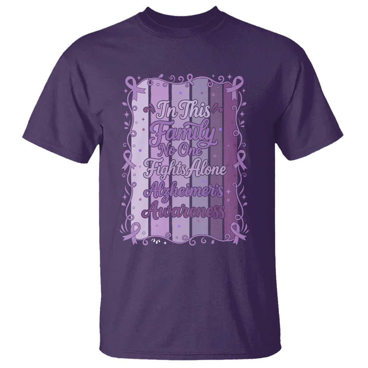 Purple Ribbon Alzheimers Caregiver Squad Gift T Shirt In This Family We Support Together TS12 Purple Print Your Wear
