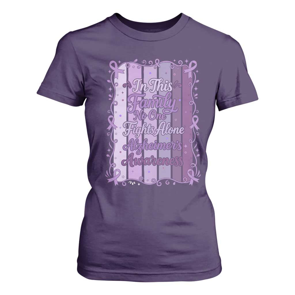 Purple Ribbon Alzheimers Caregiver Squad Gift T Shirt For Women In This Family We Support Together TS12 Purple Print Your Wear