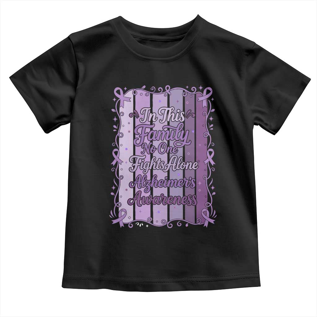 Purple Ribbon Alzheimers Caregiver Squad Gift Toddler T Shirt In This Family We Support Together